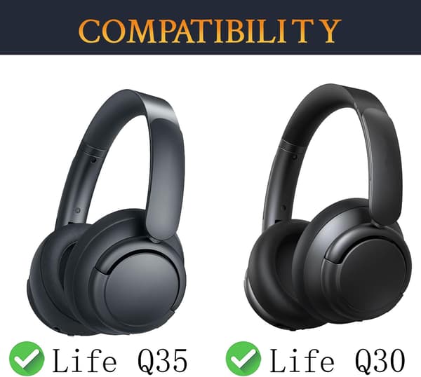 Øreputer for Anker Soundcore Life Q30/Q35, proteinlær øreputer, blå
