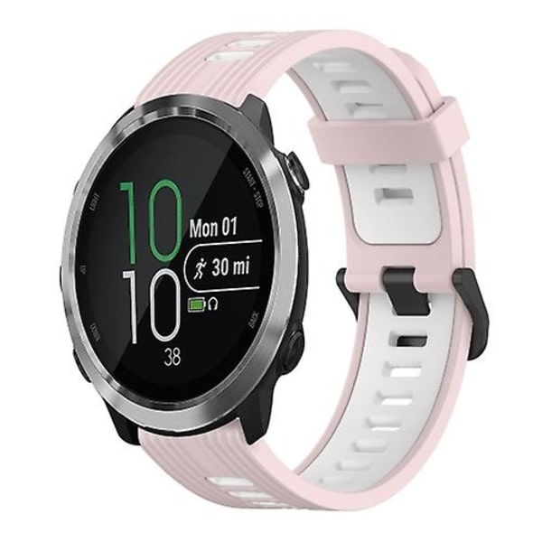 Til Garmin Forerunner 645 20 mm lodret mønster tofarvet silikone urbånd Pink-White