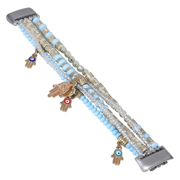 Til Fitbit Charge 5 Palm Bead Chain Watch Band Blue