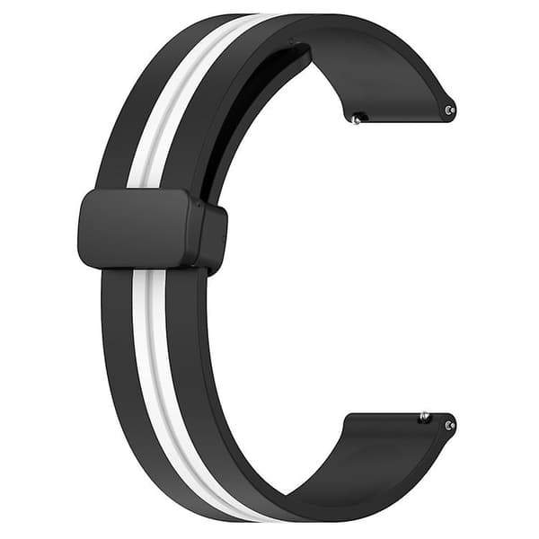 Til Garmin Forerunner 158 20mm foldemagnetisk lås Silikone urbånd Black-White