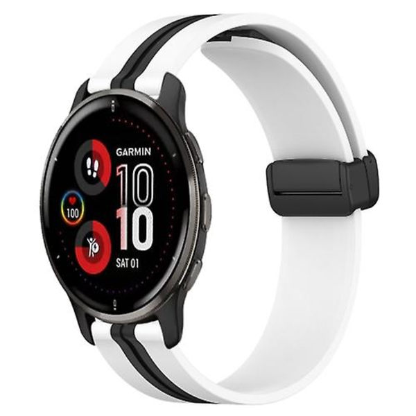 För Garmin Venu 2 Plus 20 mm vikbart magnetlås i silikon watch White-Black