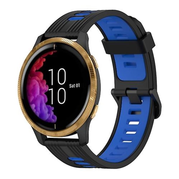 För Garmin Venu 20 mm vertikalt mönster tvåfärgat watch Black-Blue