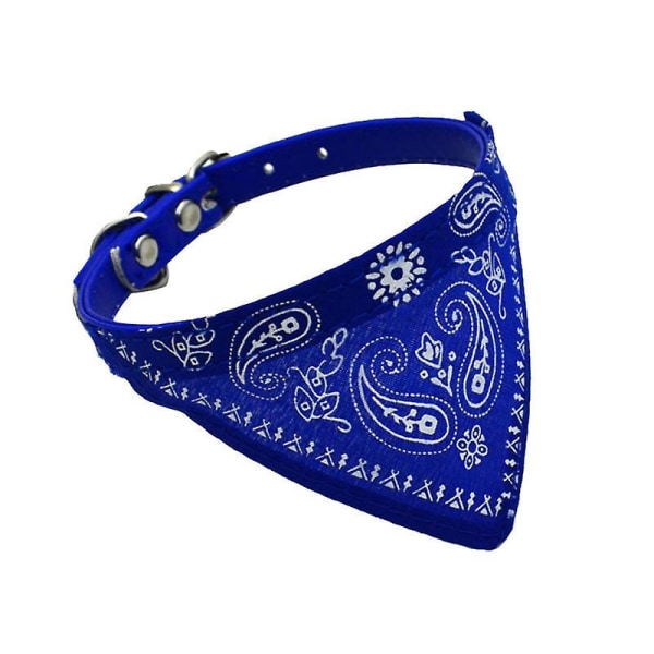 Justerbar Pet Bandana Halsduk Hund Spytt Håndkle Bomull Hund Tilbehør Utskrift Triangel Bandasje Blue