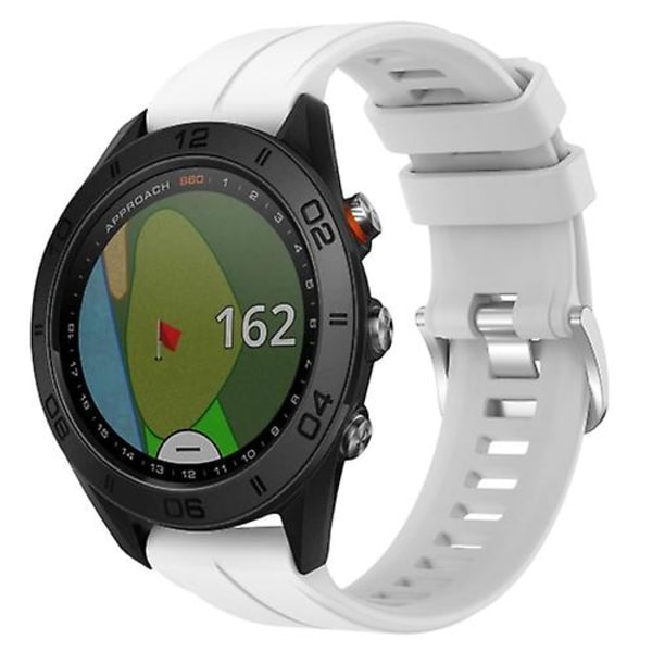 Til Garmin Approach S60 22mm ensfarvet silikoneurrem White
