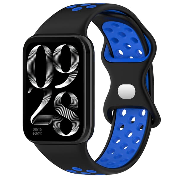 Stropp for Xiaomi Smart Band 8 Pro tofarget silikonstropp (svart blå)