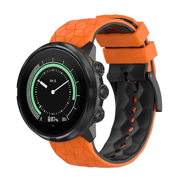 Til Suunto 9 tofarvet silikone urrem Orange Black