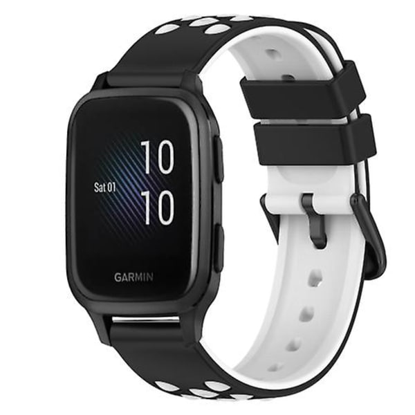 Til Garmin Venu Sq 20 mm tofarvet silikoneurrem Pink-White