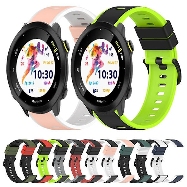 Til Garmin Forerunner 55 20 mm tofarvet silikoneurrem Black-Red