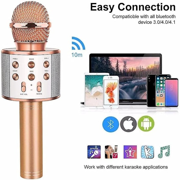 Mikrofon til Lmell Kid. Karaoke Mikrofon Bluetooth Trådløs. Bærbar Håndholdt Mikrofon