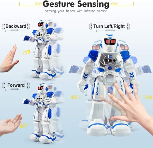 Fjernbetjent robot til børn - Intelligent programmerbar robot med infrarød controller - Blå