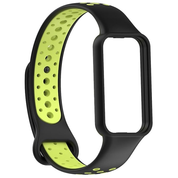 For Amazfit Band 7 Loop Tofarget pustende silikonklokkerem Black-Lime