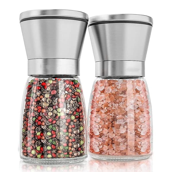 2-delad premium salt- och pepparkvarn i rostfritt stål 2pcs Short 3pcs