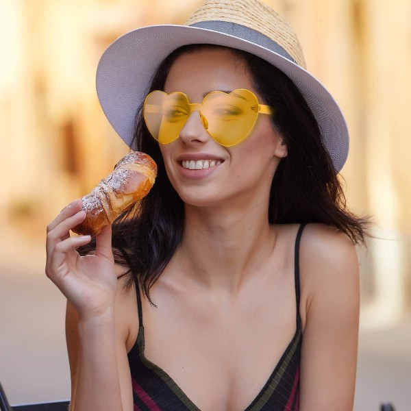 Hjerteformede solbriller Festsolbriller, godterifargede solbriller Orange