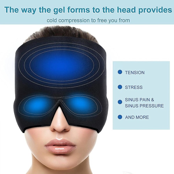 Gel Varm Kall Terapi Huvudvärk Migrän Relief Cap För Chemo, Sinus, Nacke Bärbar Wrap Stress Tryck Smärta Massage BLUE SET