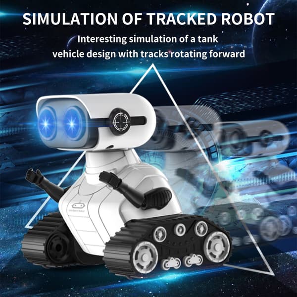Fjernstyrte roboter med automatisk demonstrasjon og LED-øyne, bursdagsgave til barn