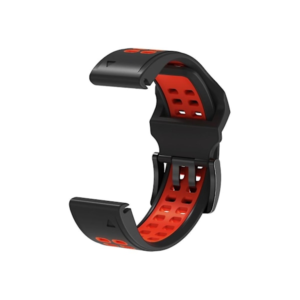 Rem for Garmin Fenix 7 26 mm dobbel rad hull to-farget silikon klokkestropp svart rød