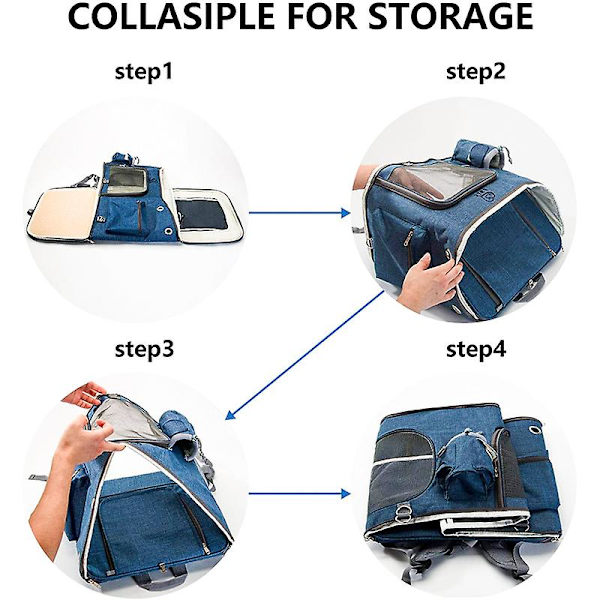 Holdbar kæledyrsrygsæk Åndbar Komfortabel Strap Puppy Cat-bæretaske blue
