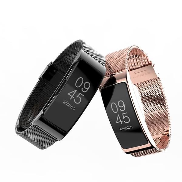 Til Fitbit Inspire Hr Mijobs Milan Buckle rustfrit stål urbånd Rose Red