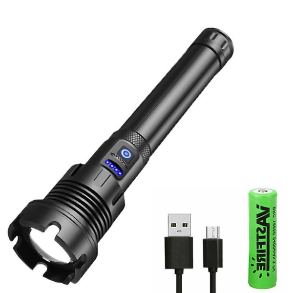 Super Bright XHP90 lommelykt LED-lommelykt USB oppladbar taktisk lys COB with 2 * 18650 Battery