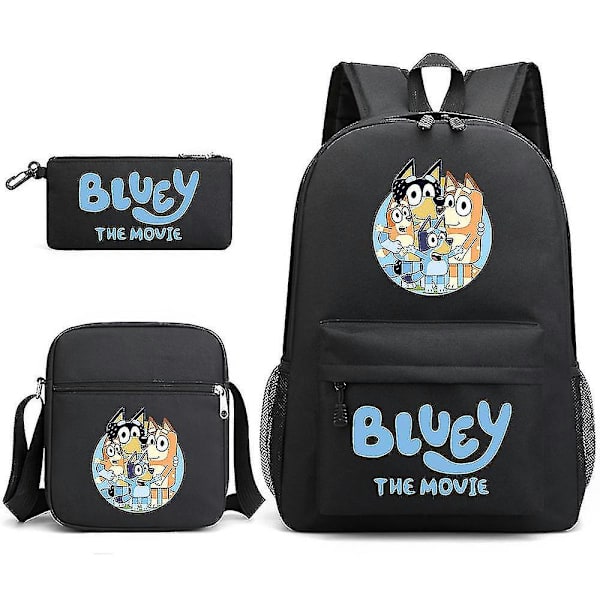 Bluey Tredelad skolväska ryggsäck Black 5