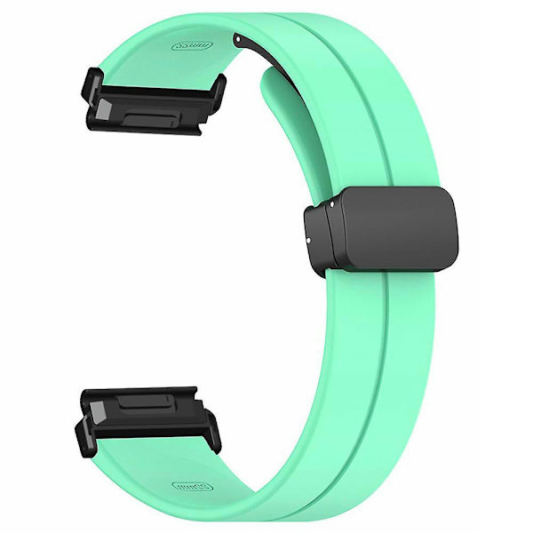 Til Garmin Fenix 7 / 6 / 5 22mm Rem til håndled Fleksibelt silikoneur med magnetisk spænde Mint Green
