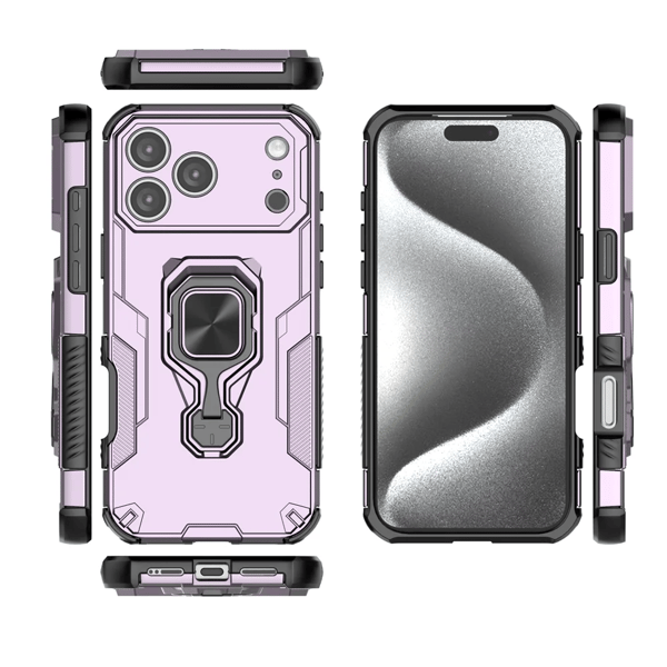Deksel til iPhone 17 Pro Max, fallsikkert med metallbrakett, grå