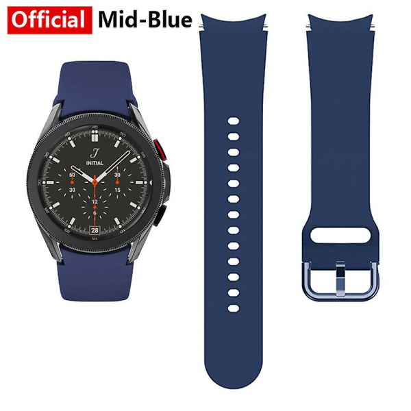 Silikone rem til Samsung Galaxy Watch 5/4 44mm 40mm Galaxy4 Classic 46mm 42mm Sporturrem Armbånd Galaxy Watch 5 Pro 45mm official Mid-blue watch 4 classic 42mm