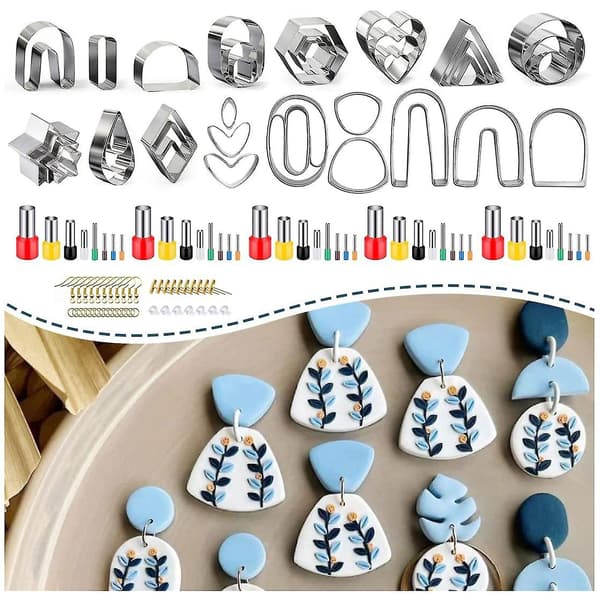 126 stk Polymer Clay Cutters Sæt til øreringefremstilling med øreringekort krogrygge