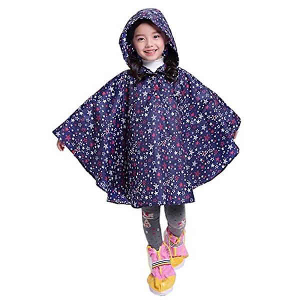 Letvægts Børns Regn Poncho Jakke Vandtæt Ydertøj Regnfrakke Blue L