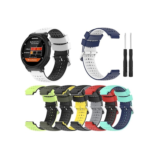 Garmin Forerunner 235 -hihna, silikoninen urheiluranneke, kaksiväri, musta-keltainen