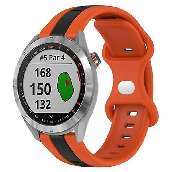 För Garmin Approach S40 20mm Butterfly Spänne Tvåfärgad watch Orange-Black