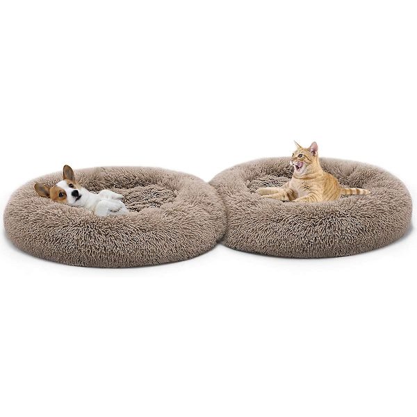 Ortopædisk Hundeseng Komfortabel Donut Cuddler Rund Hundeseng Ultrablød vaskbar Hunde- og Kattepudeseng