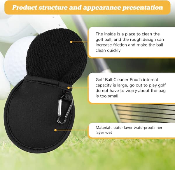 Golfboldvasker Lommepose - Boldrenserpose med klips