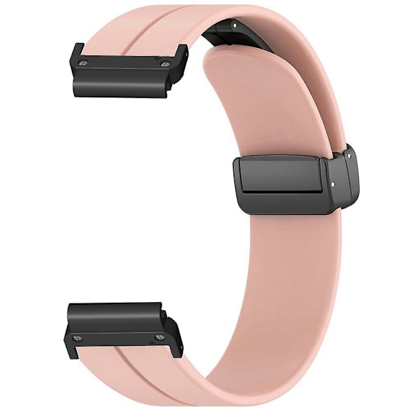 For Garmin Fenix 7 / 6 / 5 22mm Wrist Strap Flexible Silicone Watch with Magnetic Buckle Pink