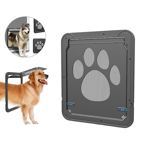 Skjermdør for hund, innvendig dør 26*20,5 cm, låsbar kjæledyrdør med hundepotespor, anti-bitt katteskjermdør, hundeutstyr