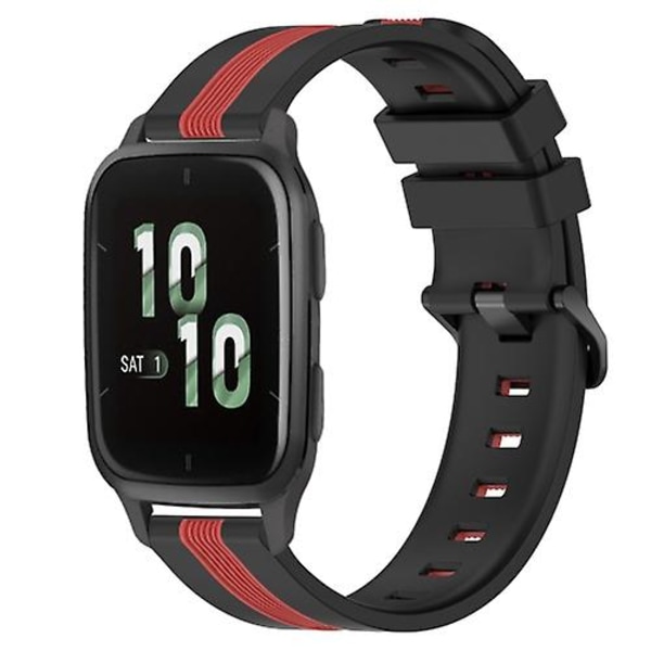 Til Garmin Forerunner Sq2 20 mm lodret tofarvet silikoneurrem Black-Red