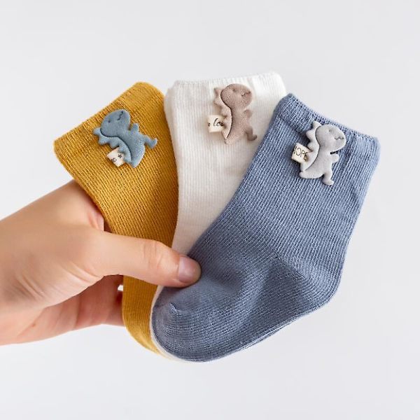 3 par/set Cartoon Animal Baby Strumpor Varma golvstrumpor i bomull dinosaur