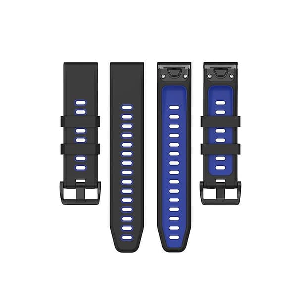22 mm Quick Release To-farve Silikone Urrem Til Garmin Fenix ​​7 / Epix Black Blue