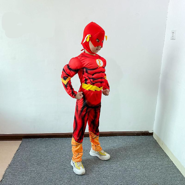 Poikien deluxe-flash-asu, upea pukeutuminen, lasten elokuva Carnival Party Cosplay -asu Suit B 100-115cm