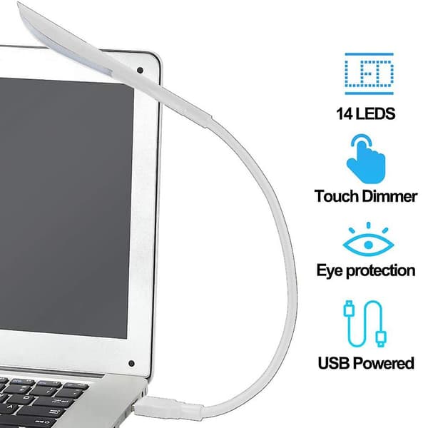Touch Dimmable Led Usb Lys, Usb Bærbar Lys, 3-niveau Justerbar Lys White