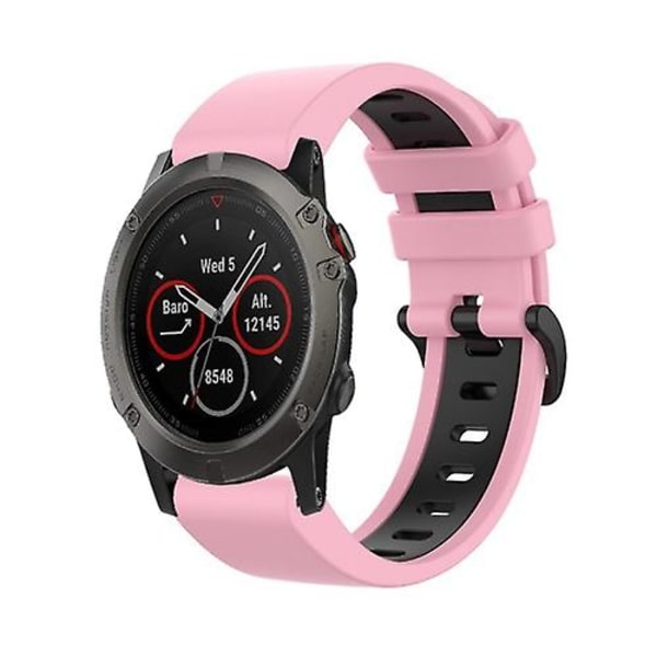 For Garmin Fenix ​​5x Plus 26 mm silikon sportsklokkerem i to farger Pink-Black