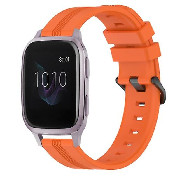 Til Garmin Venu Sq 20 mm konkav stribet Slicone urbånd Orange