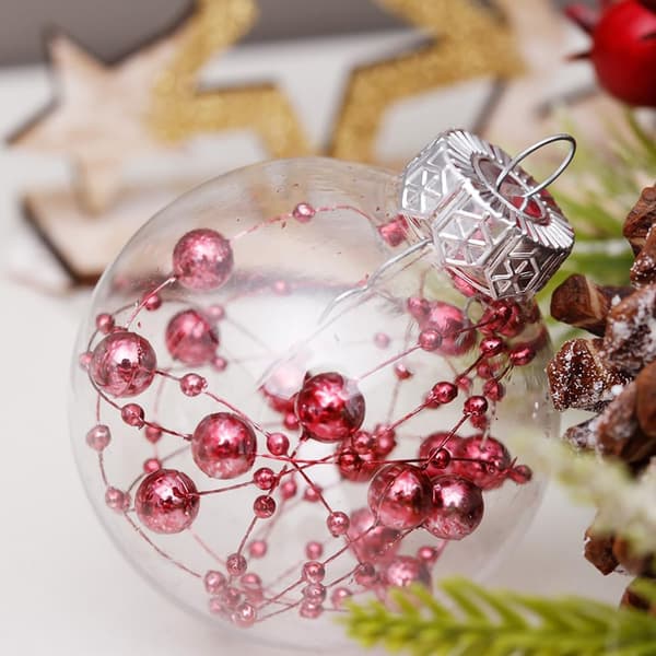 Knusesikre julekuler i plast, 6 cm (rosa - 30 stk)