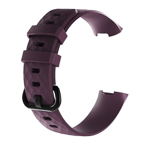 Diamond Pattern Silikon Watch Band For Fitbit Charge 3 Small Size190*18mm Dark Purple