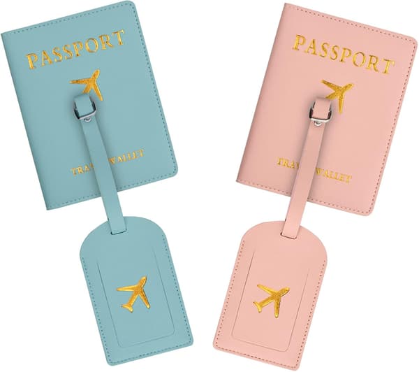 2 st Passfodral och 2 st Bagageetiketter Set