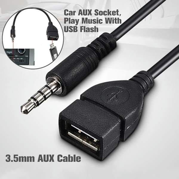 3,5 mm:n uros AUX-liitin USB 2.0 -liittimeen A-naaras OTG-kaapelimuunninsovitin C2L0