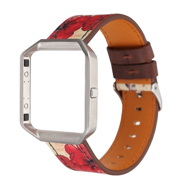 For Fitbit Blaze Retro Flowers Series Leather Watch Band Red Flowers