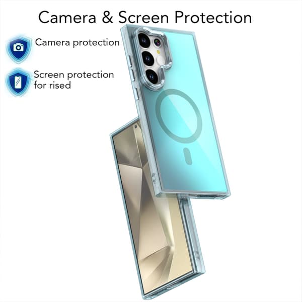 deksel for Samsung Galaxy S25 Ultra, fallsikkert med stativ, blå