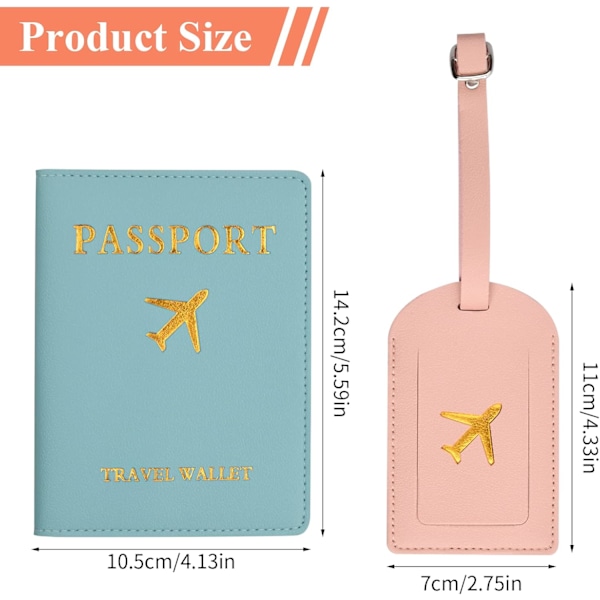 2 st Passfodral och 2 st Bagageetiketter Set