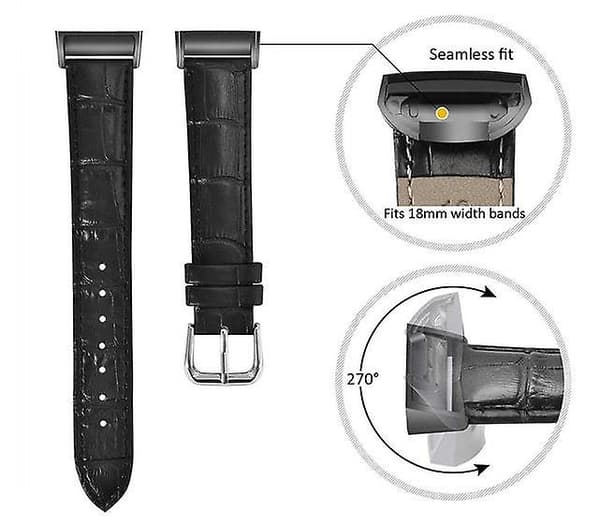 for Fitbit Charge 4 & Charge 3 lærremsrem Armbånd Erstatning armbånd [Sort]